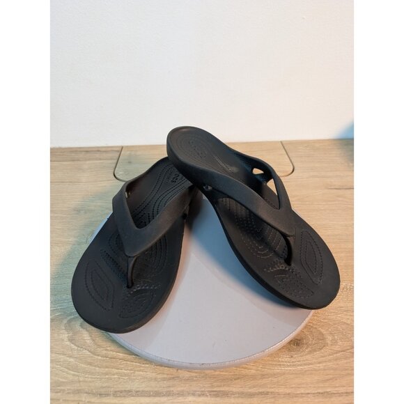 Crocs Womens Kadee II Flip Flop Sandals Black Rubber Slip On Iconic Comfort  10 - Picture 1 of 8